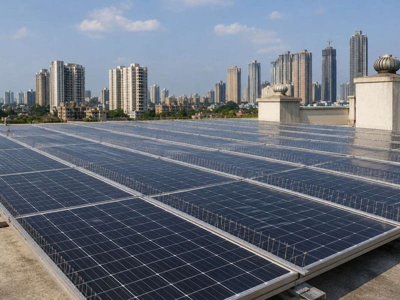 Rooftop array protection — completed installation in Powai