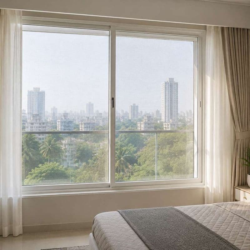 Sliding window mesh — completed installation in Bandra East
