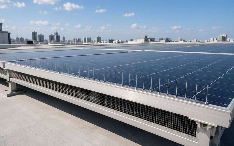 Solar panel bird spike installation in Mumbai